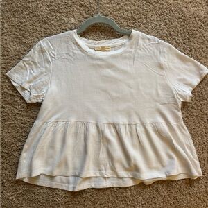 La Hearts White Short Sleeve Peplum Tee